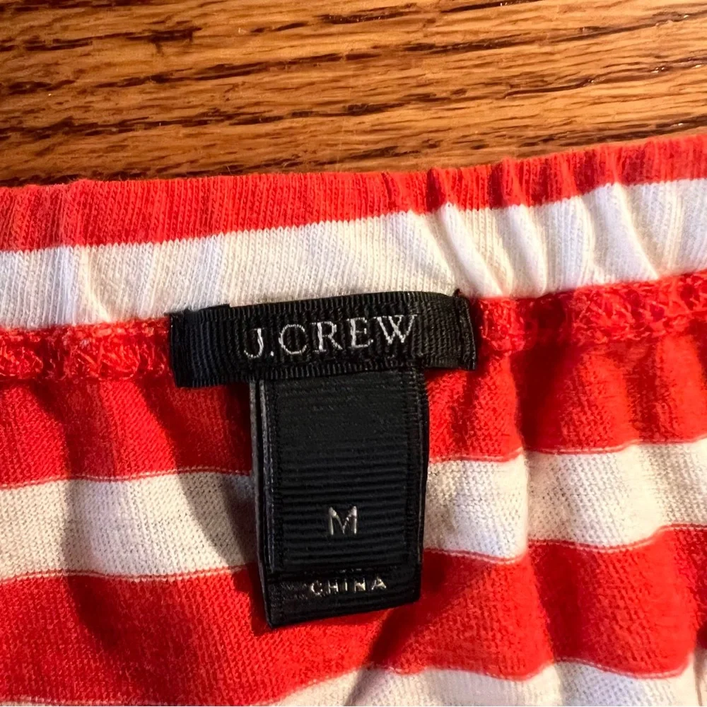 J. Crew Red & White Striped Off the Shoulder Top w/ Tie Front Sz Medium - Picture 3 of 10
